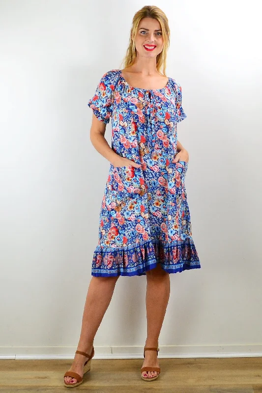 Blue Forest Boho Tunic Dress