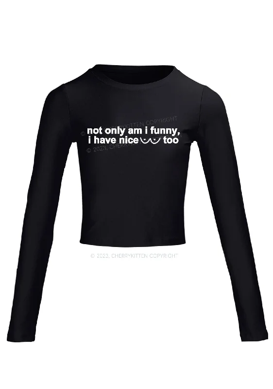 I Have Nice Dots Too Long Sleeve Crop Top Cherrykitten