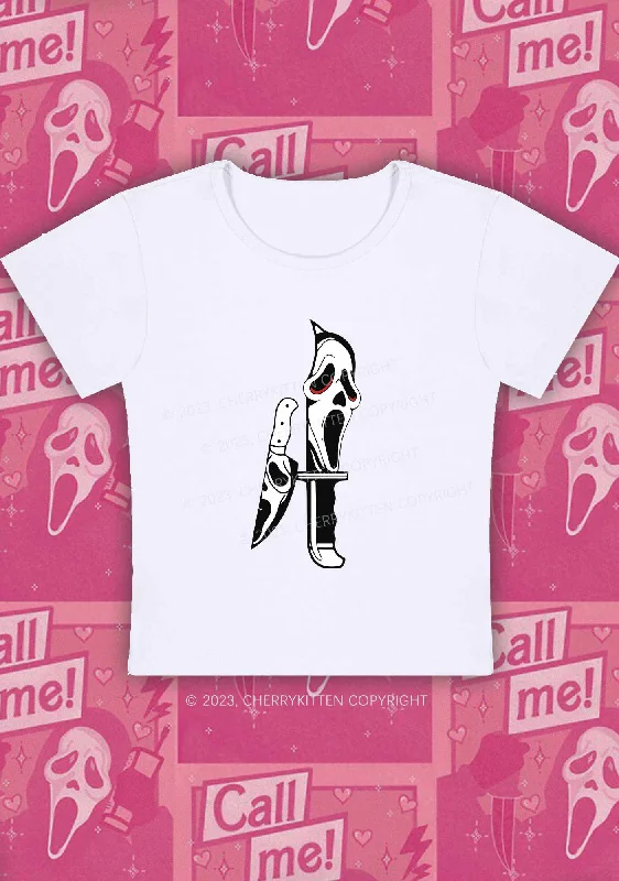 Halloween Skull Knife Y2K Baby Tee Cherrykitten