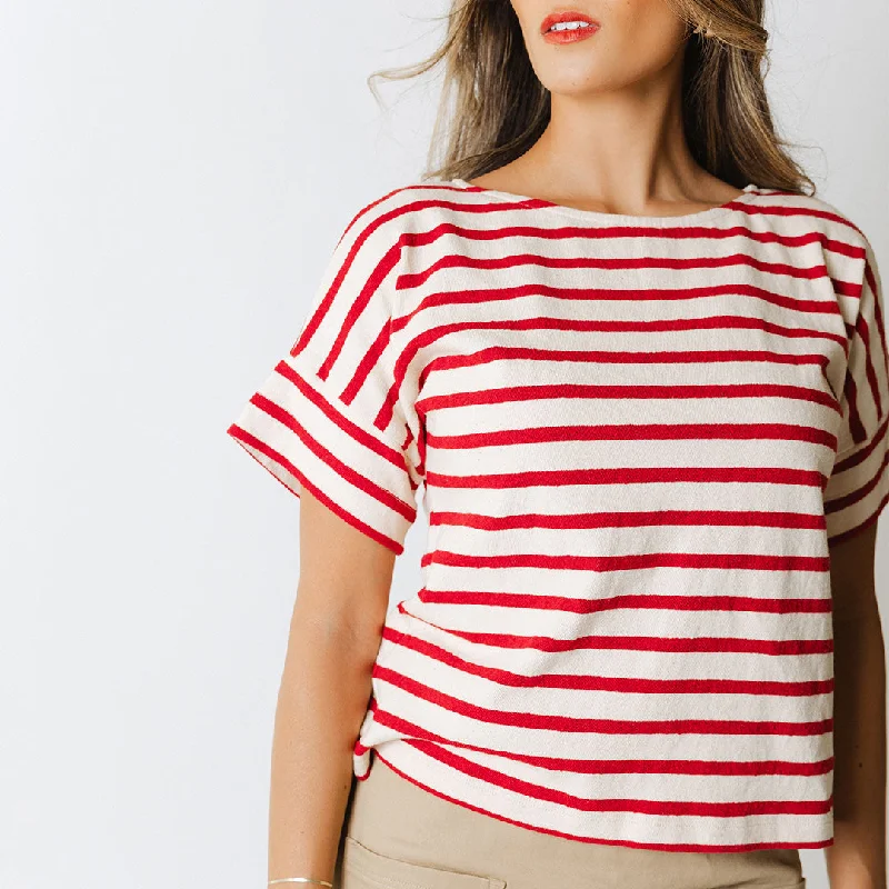 Instant Savings Boss Tee, Crimson Stripe