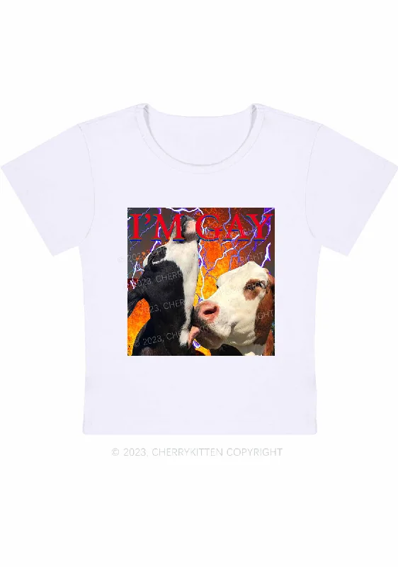 Gay Cow Play Y2K Baby Tee Cherrykitten