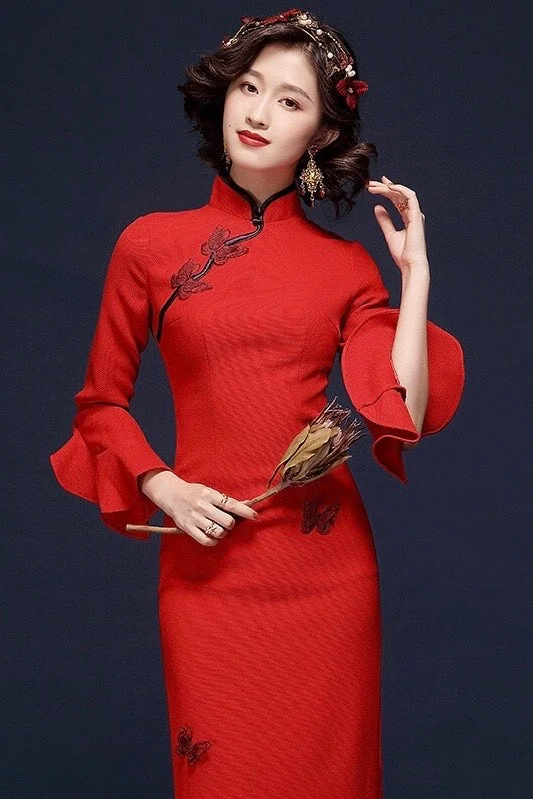 Red Butterfly Qipao Dress