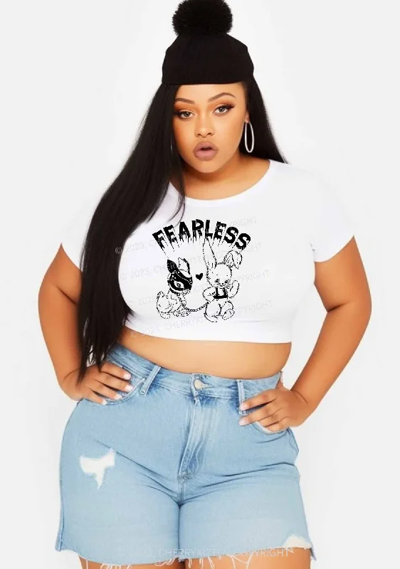 Curvy Fearless Rabbits Y2K Baby Tee Cherrykitten