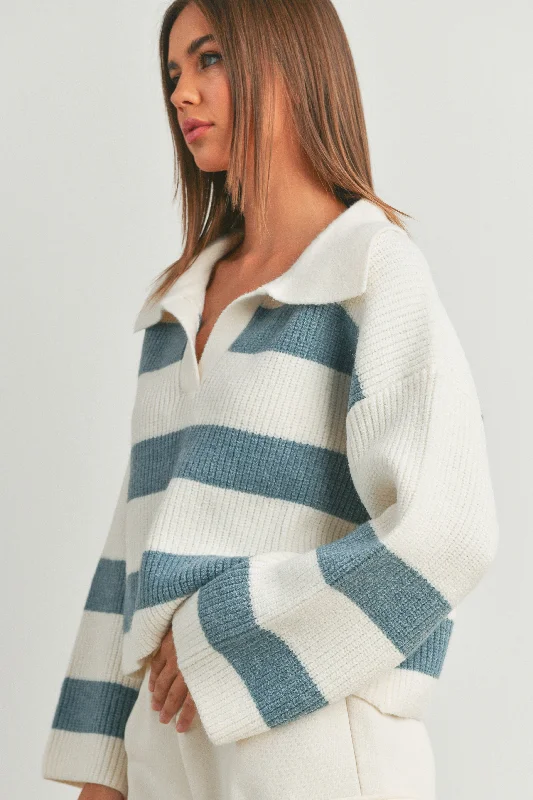 Razoul Striped Cropped Knit Sweater