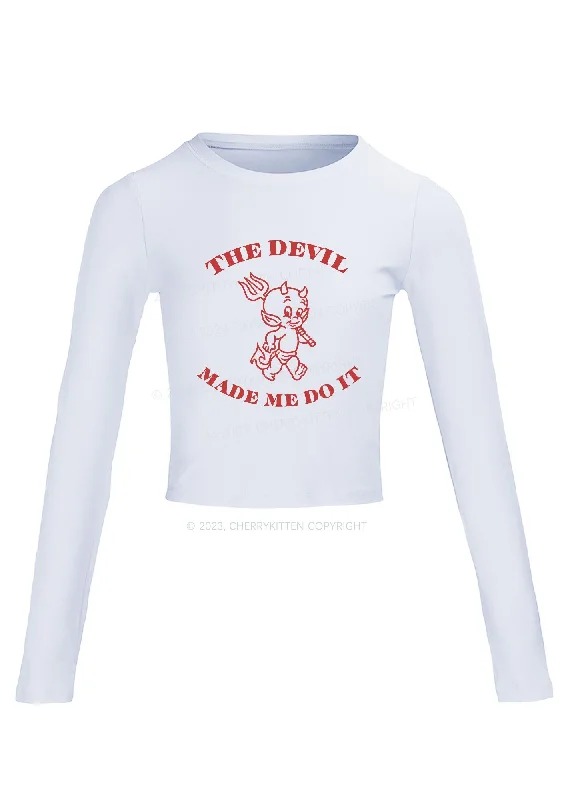 The Devil Made Me Do It Long Sleeve Crop Top Cherrykitten