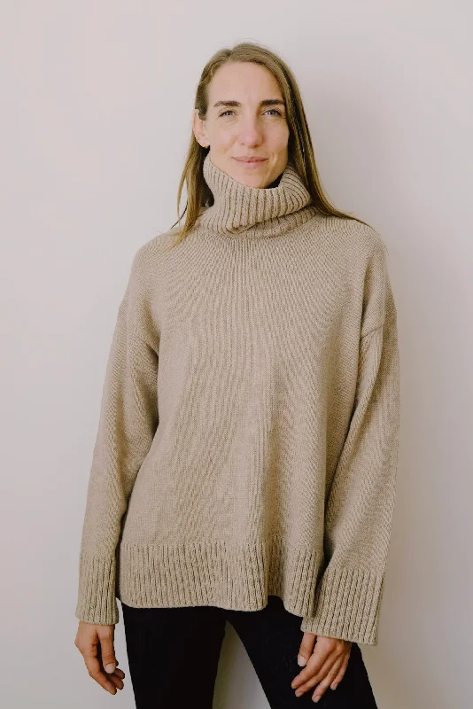 turtle neck - knit - taupe