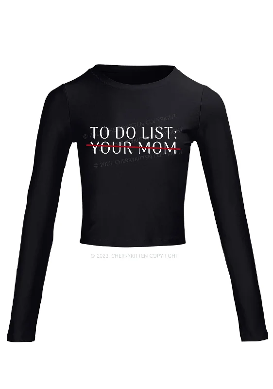 To Do List Long Sleeve Crop Top Cherrykitten