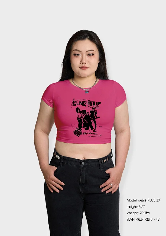 Curvy Pink Slip Take Me Away Baby Tee