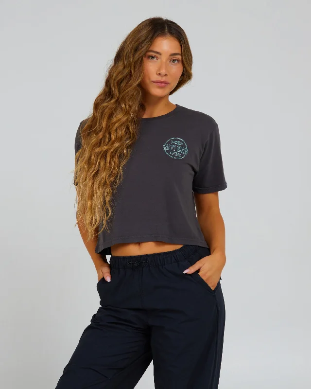 Low Cost Outlined Crop Tee - Charcoal