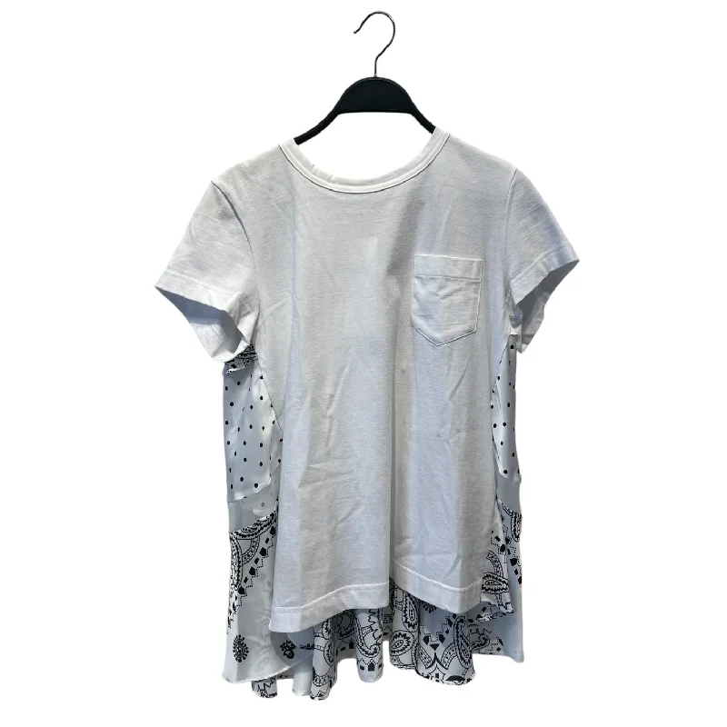 Shop and Save Sacai/T-Shirt/3/All Over Print/Cotton/WHT/POLKADOT/PAISLEY PRINT