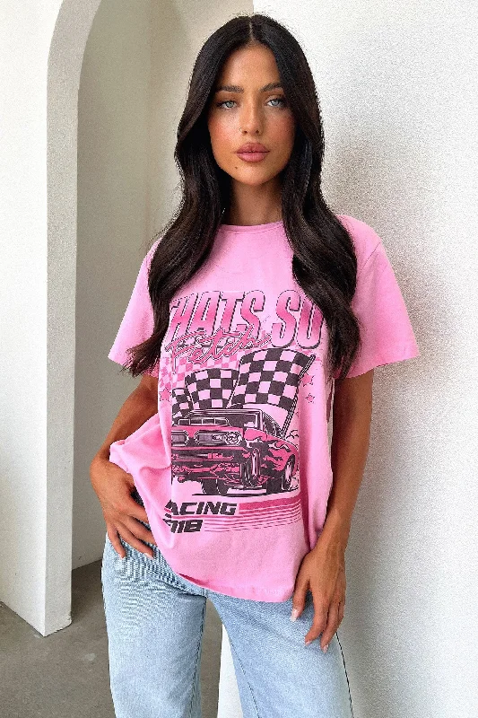 Extra Savings Pitstop Oversized Tee - Pink