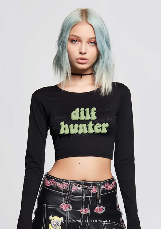 Green Hunter Long Sleeve Crop Top Cherrykitten