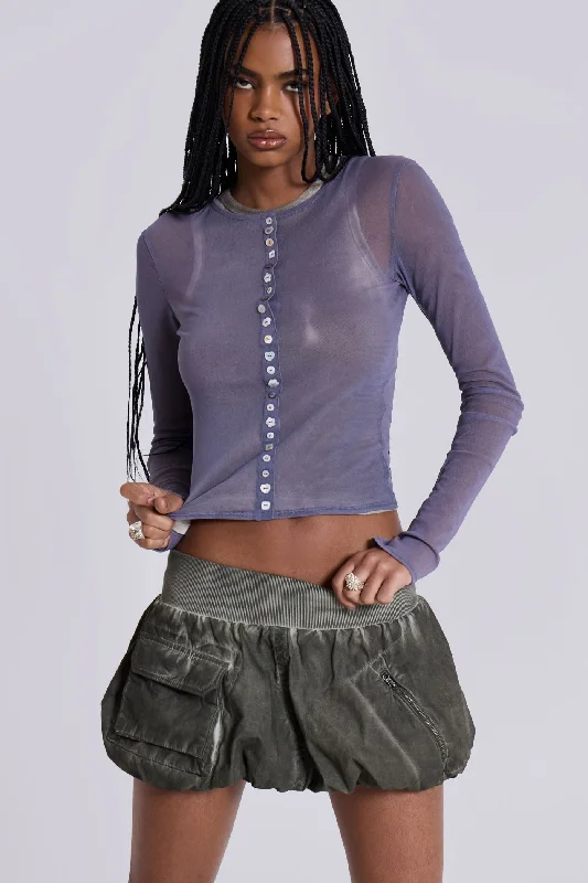 Great Deals Fiala Pearl Button Mesh Top