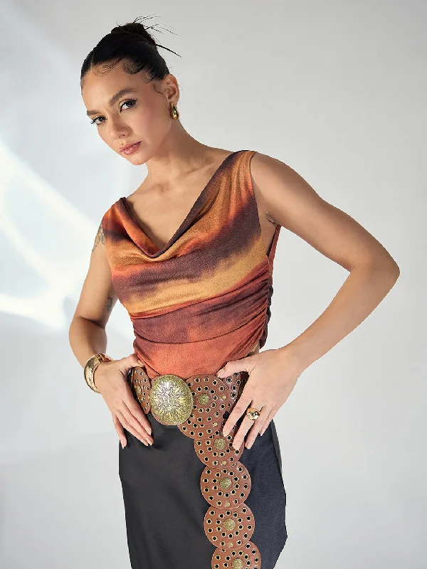 Weekend Savings Extravaganza Printed Cotton Stretchable Draped Crop Top