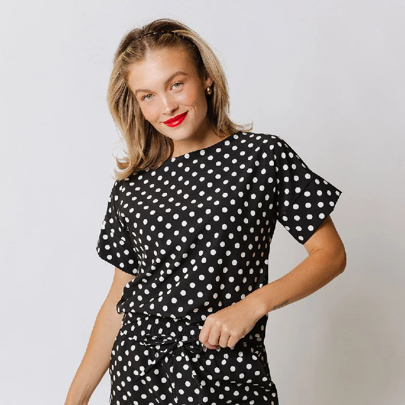 Overstock Sale Boss Tee, Black Polka Dot
