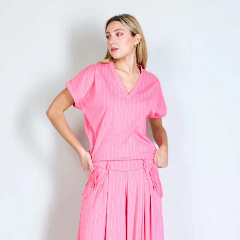 Major Savings V-neck stripes t-shirt wholesale