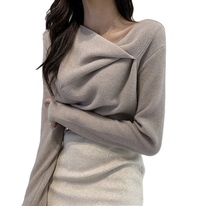 Wholesale 2022 Autumn New Korean Long-sleeved Sweater Women's Knitted Bottoming Fashion Top Temperament Elegant Commuter Sweater