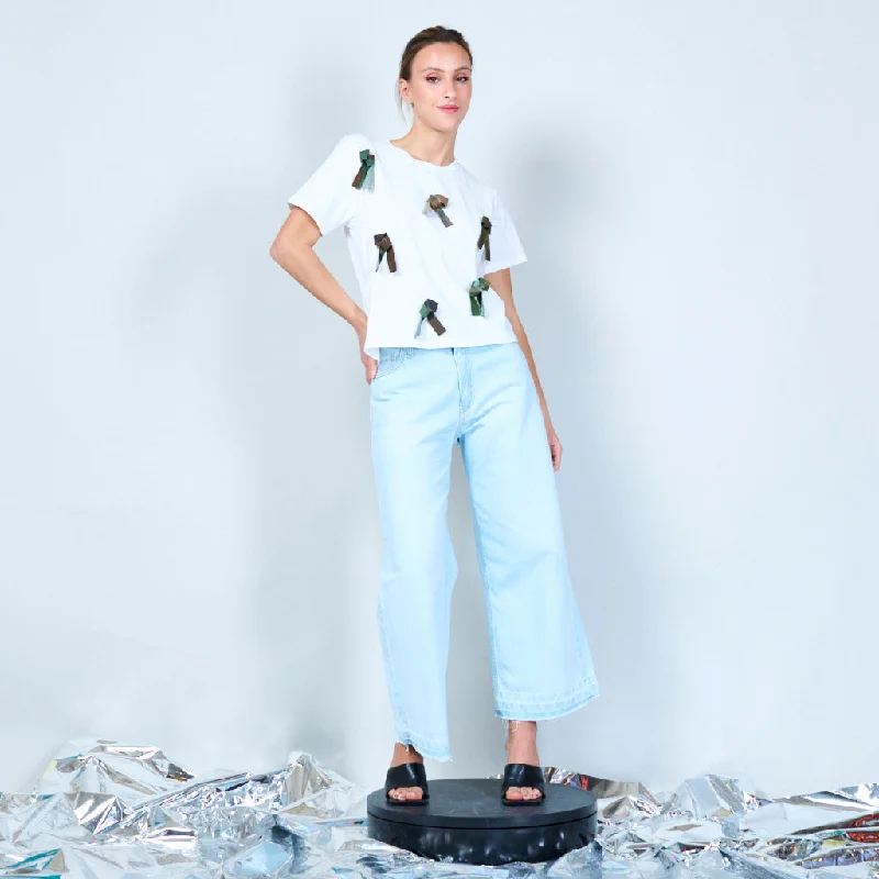 Super Sale Textured bow-accented t-shirt wholesale