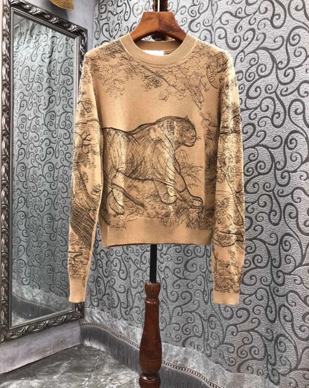 High Quality Wool Sweaters 2022 Autumn Winter Pullovers Women Sexy Wild Animal Patterns Knitting Long Sleeve Casual Soft Jumpers