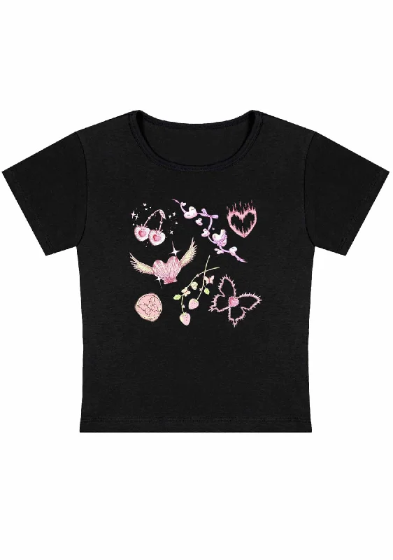 Pink Heart Butterfly Cherry Strawberry Y2K Baby Tee