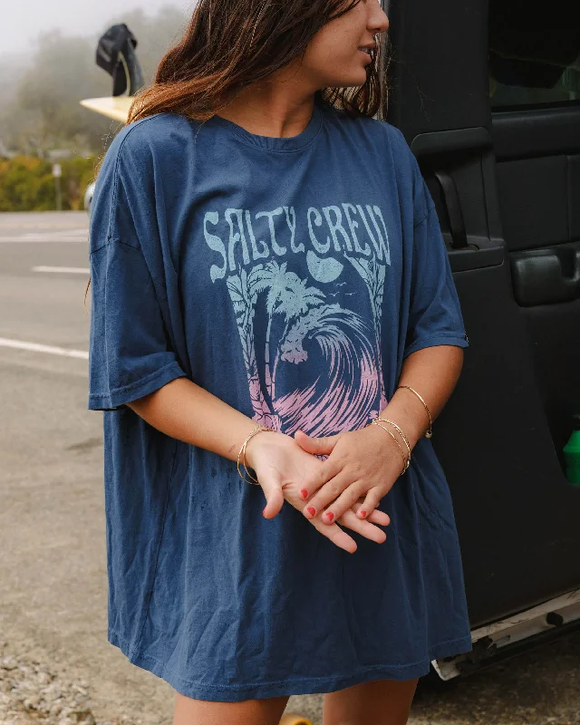 Now or Never Big Wave Cover Up Tee - Denim