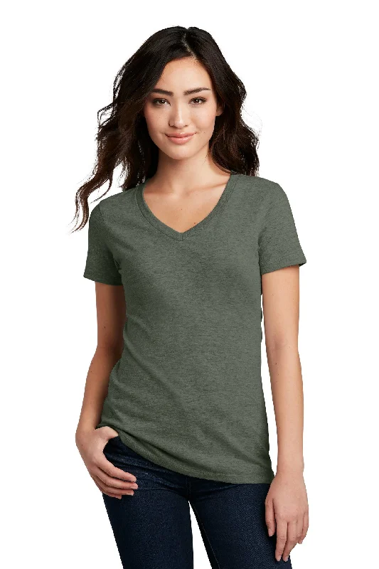 Ladies' V-Neck Tee - Heathered Olive