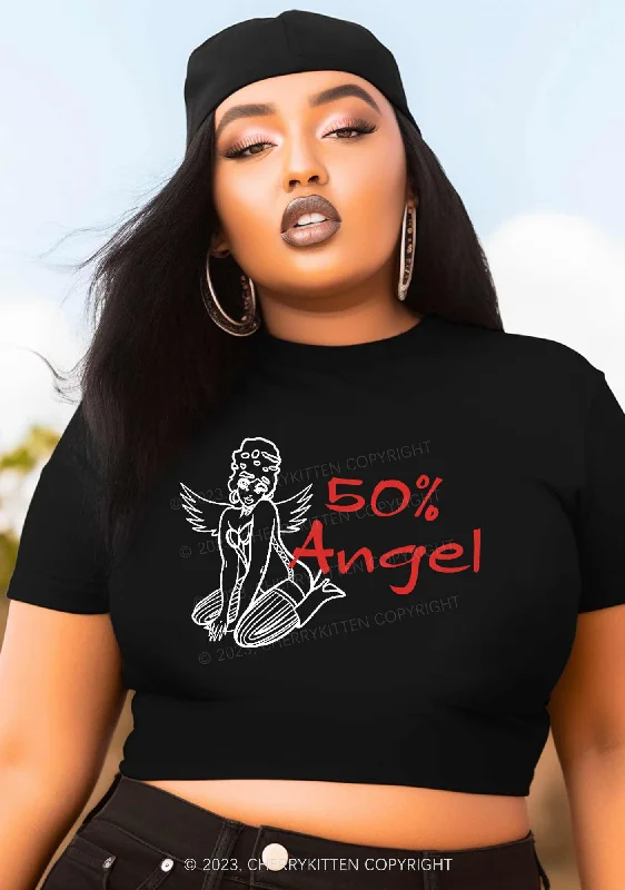 Curvy Fifty Percent Angel Y2K Baby Tee Cherrykitten