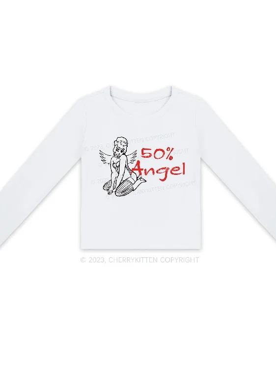 Fifty Percent Angel Y2K Long Sleeve Crop Top Cherrykitten