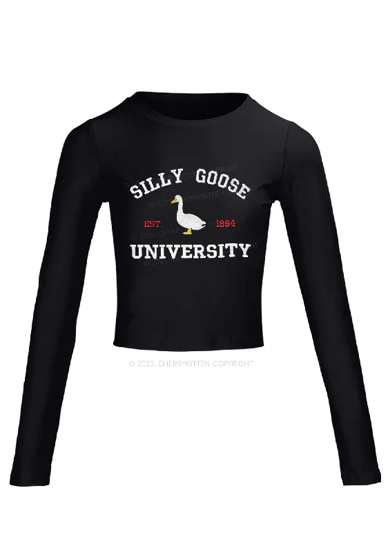 Silly Goose University EST 1994 Long Sleeve Crop Top Cherrykitten