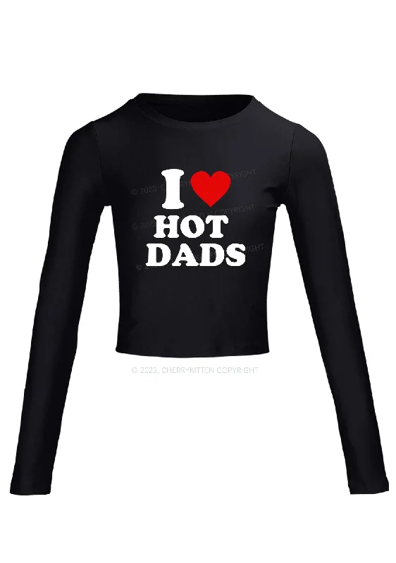 I Love Hot Dads Long Sleeve Crop Top Cherrykitten