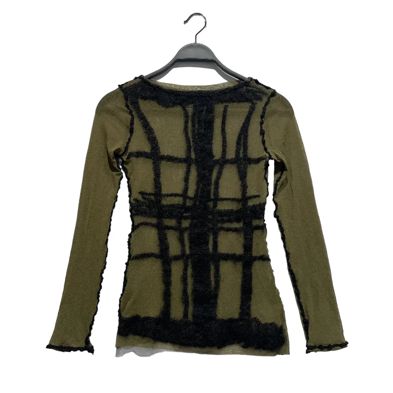 Referral Discount Jean Paul GAULTIER FEMME/LS T-Shirt/S/Plaid/Polyester/GRN/1990 MOHAIR STICHED MESH TOP