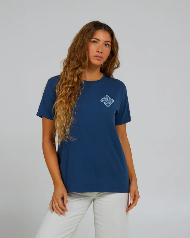 Big Savings Floral Tippet Boyfriend Tee - Denim