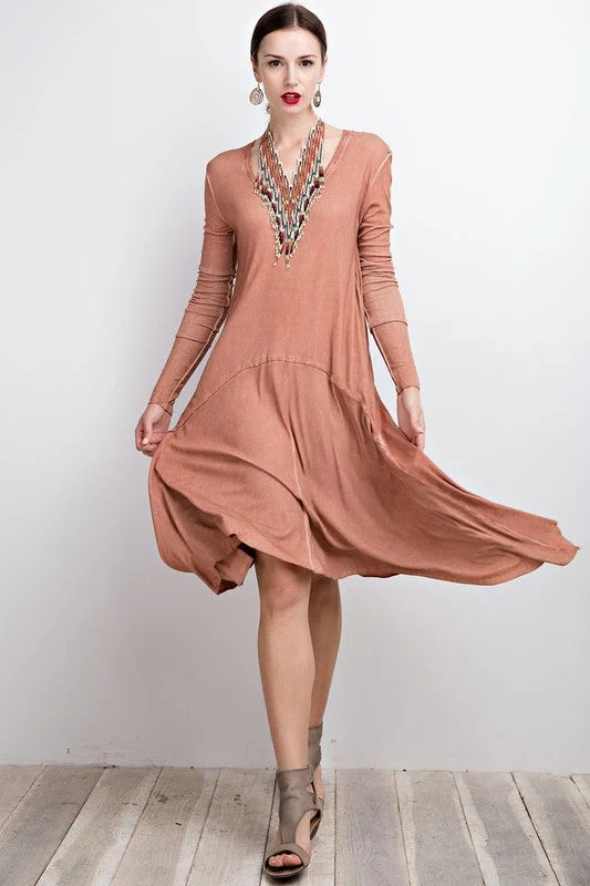 Casual Long Sleeve Asymmetrical Dress