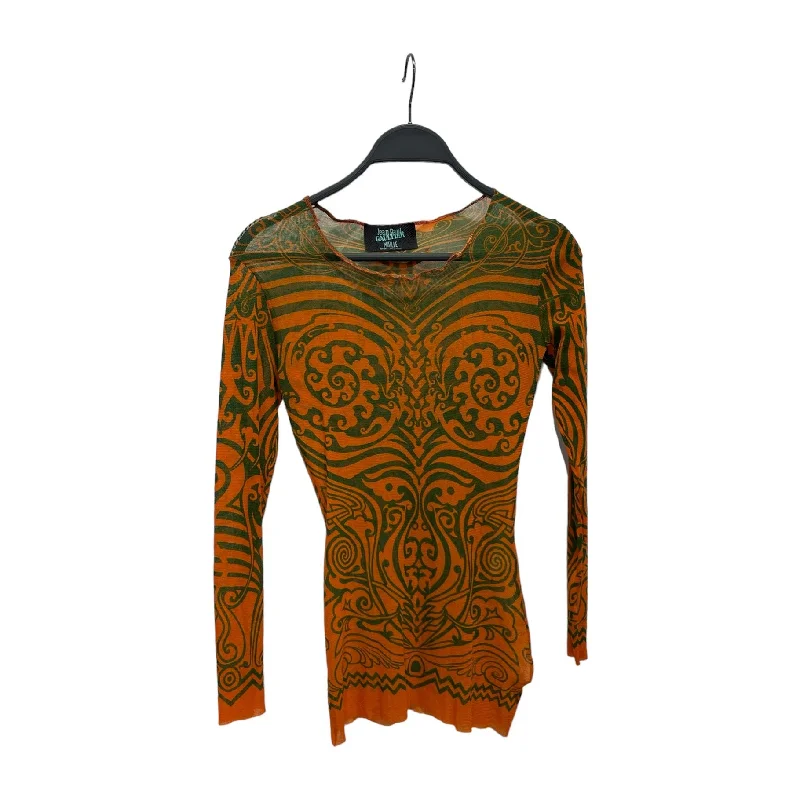 Deal Alert Jean Paul Gaultier/LS T-Shirt/All Over Print/Polyester/ORN/TRIBAL PRINT MESH TOP
