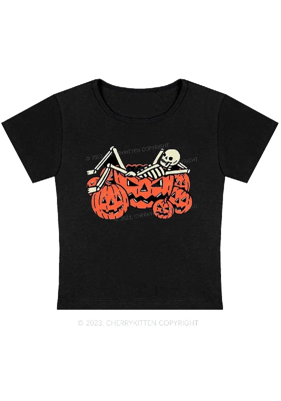 Lying Skeleton Pumpkins Halloween Baby Tee Cherrykitten