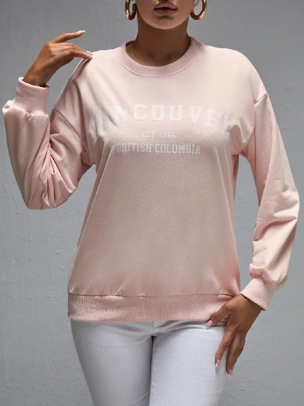 Casual Letter Long Sleeve Round Neck Regular Women Sweatshirt