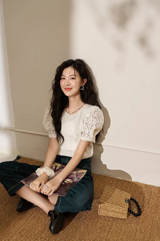 Weekend Bargains Await You Puff Sleeve Printing T-shirt for Women