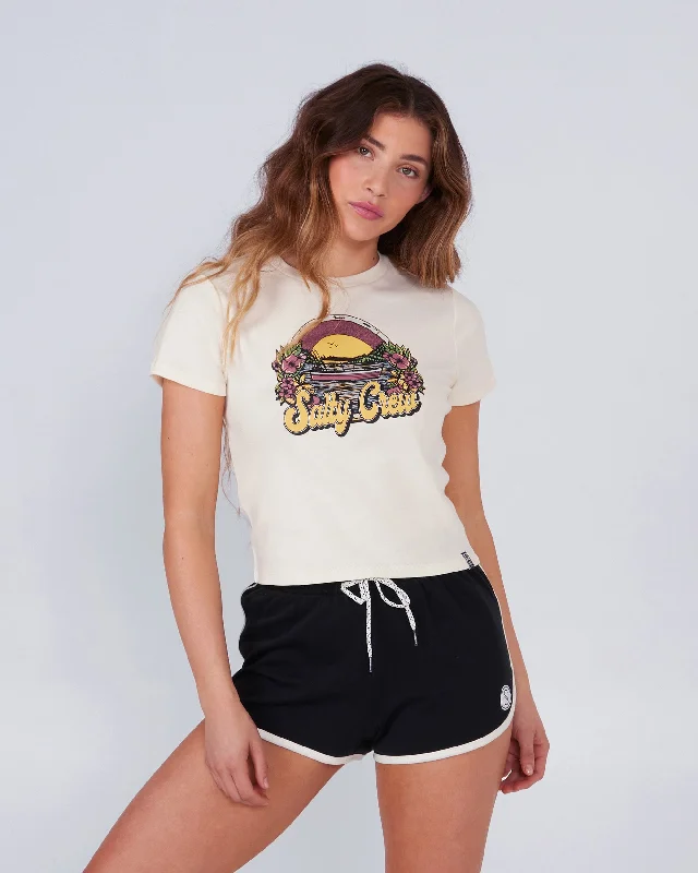 Weekend Bargains Galore On Vacation Baby Tee  - Bone