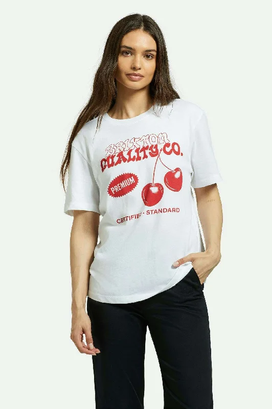 Weekend Savings Delight Premium Cherry Vintage Crew T-Shirt - White