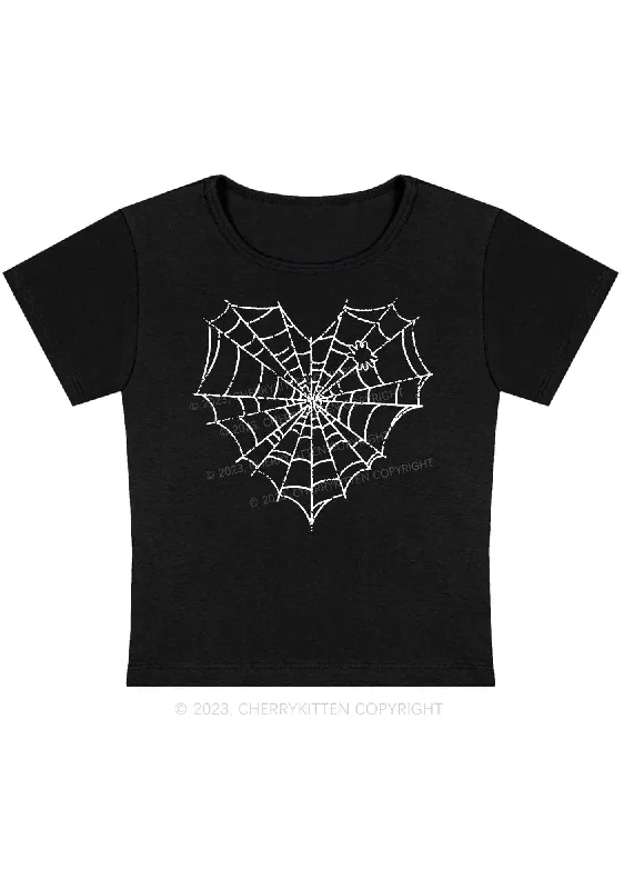 Halloween Heart Shaped Spider Web Baby Tee Cherrykitten