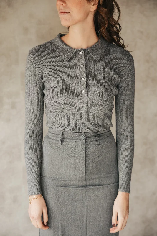 Panama knit blouse dark grey melange