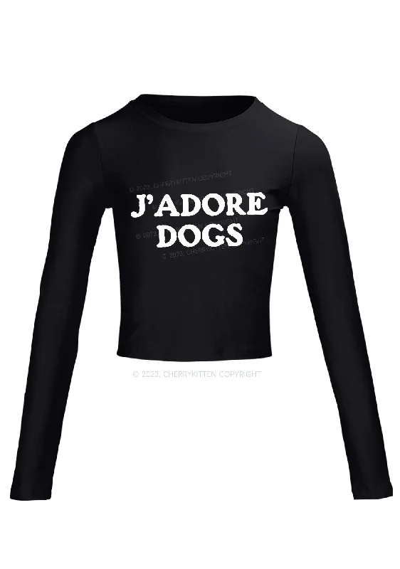 J'adore Dogs Long Sleeve Crop Top Cherrykitten