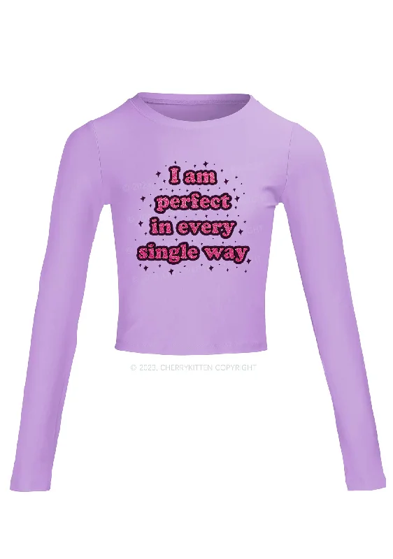 I Am Perfect Long Sleeve Crop Top Cherrykitten