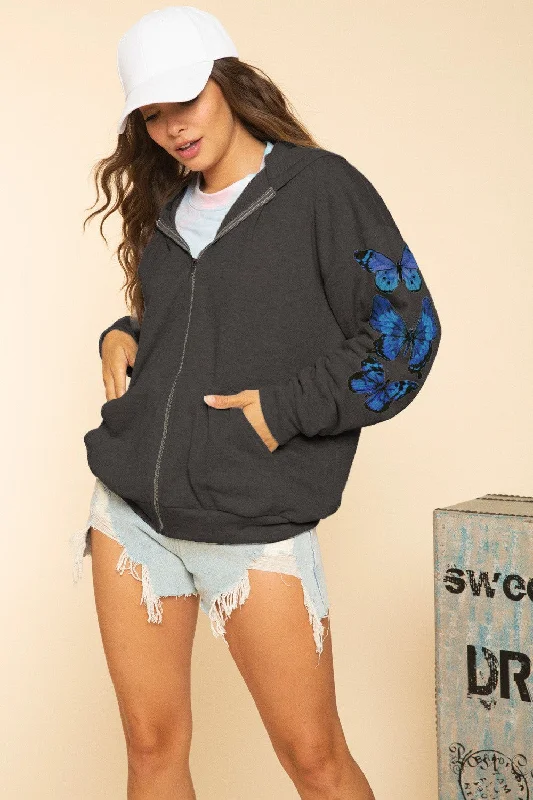 Butterflies French Terry Hooded Sweat Jackets