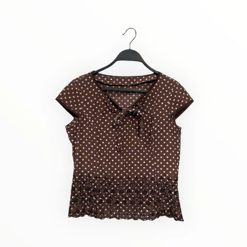 Act Fast COURREGES/SS Cut & Sew/11/Polka dot/Cotton/BRW/FLOWER CUT OUTS