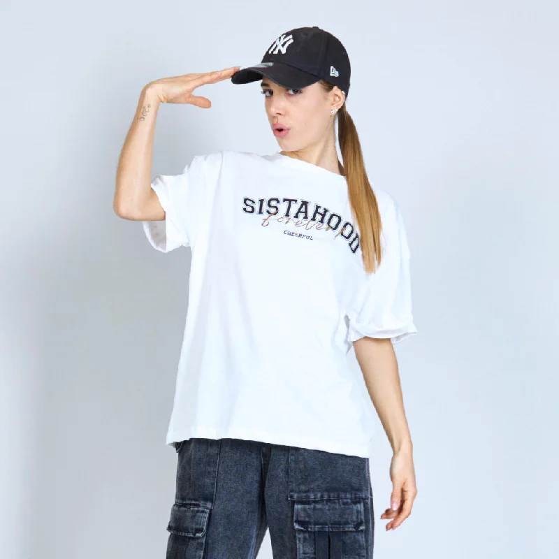 Flash Sale Basic t-shirt with print "SISTAHOOD" wholesale