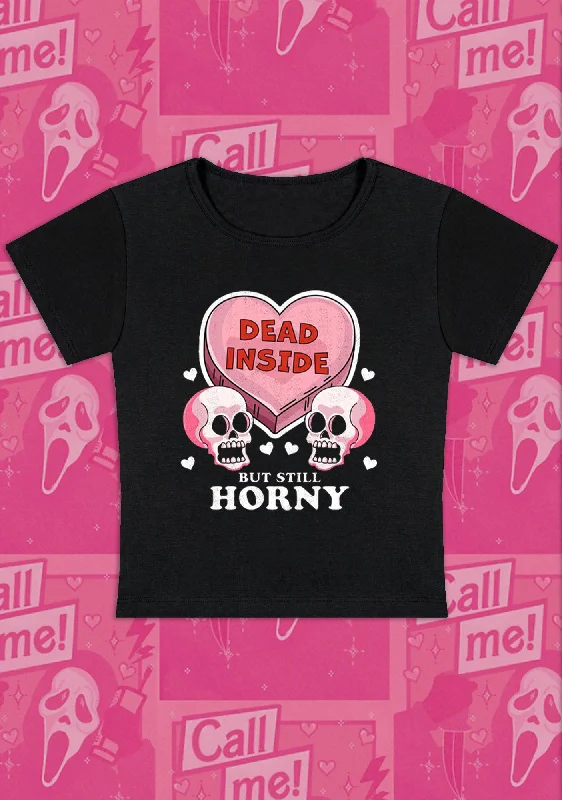 Halloween Dead Inside But Still Horxy Y2K Baby Tee