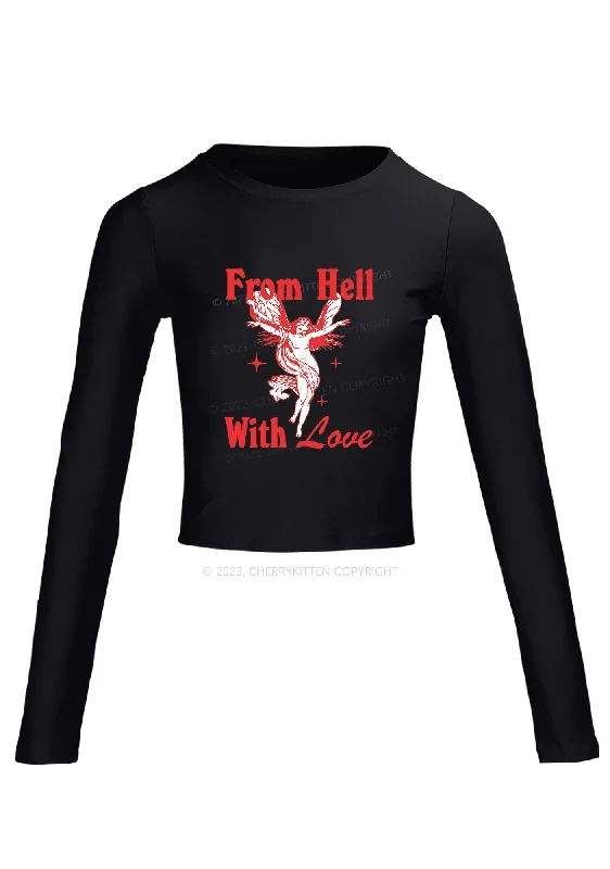 From Hall With Love Long Sleeve Crop Top Cherrykitten