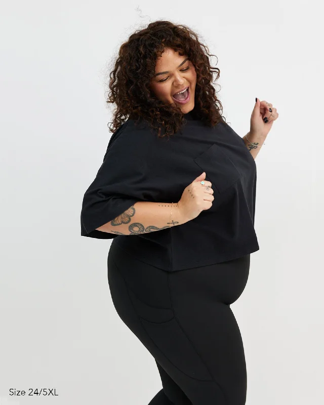 Make Your Weekend Count with Savings Elm Crop Tee - Black