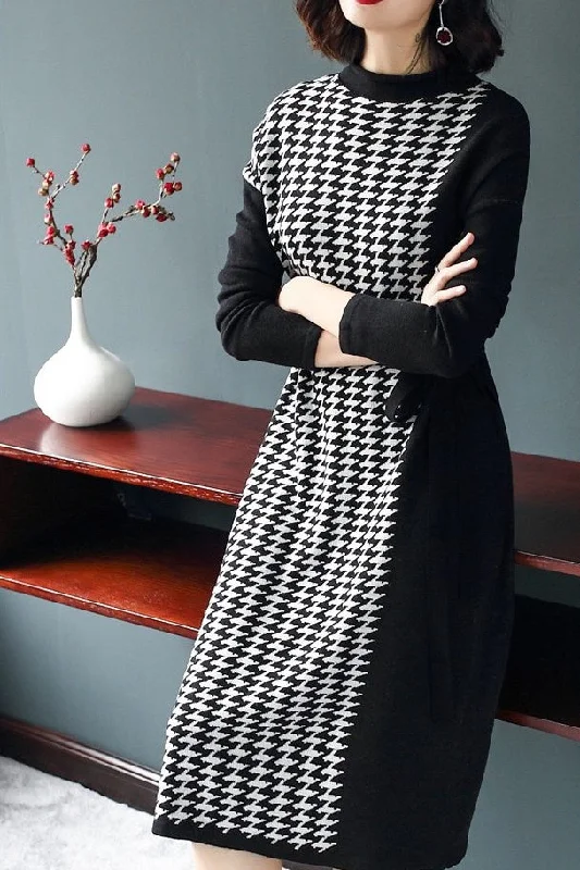 Houndstooth Sweater Dress